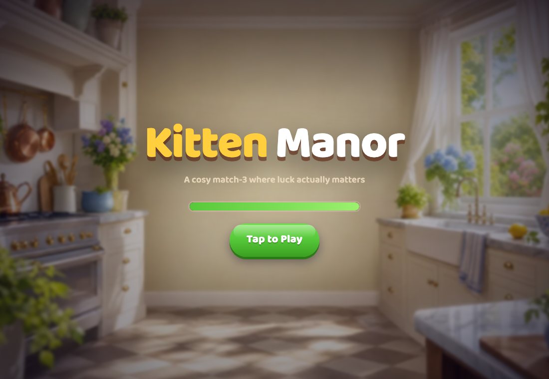 Kitten Manor — the game Claude Code produced on its own, as it opens.